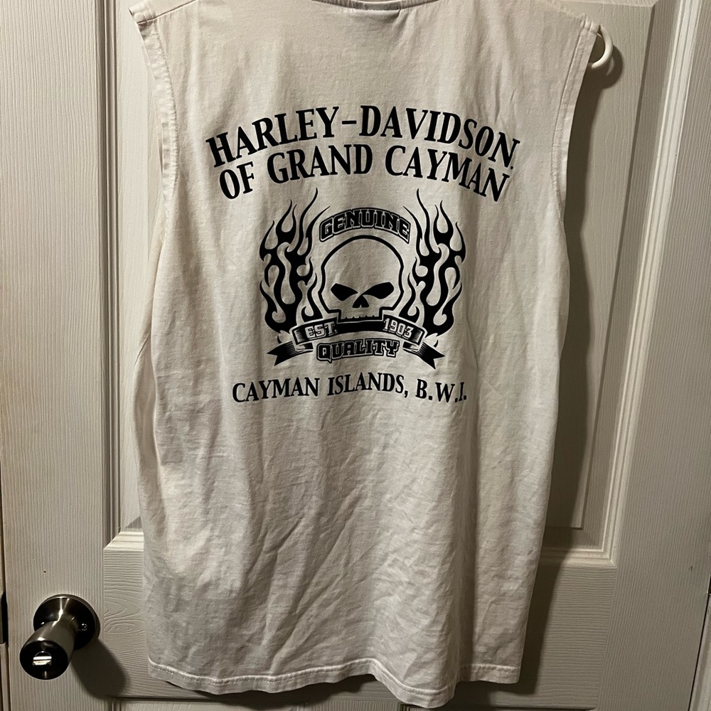 Harley Davidson Rare Vintage White Tank Top T-shirt Skull Adamec 2016 M Medium ￼